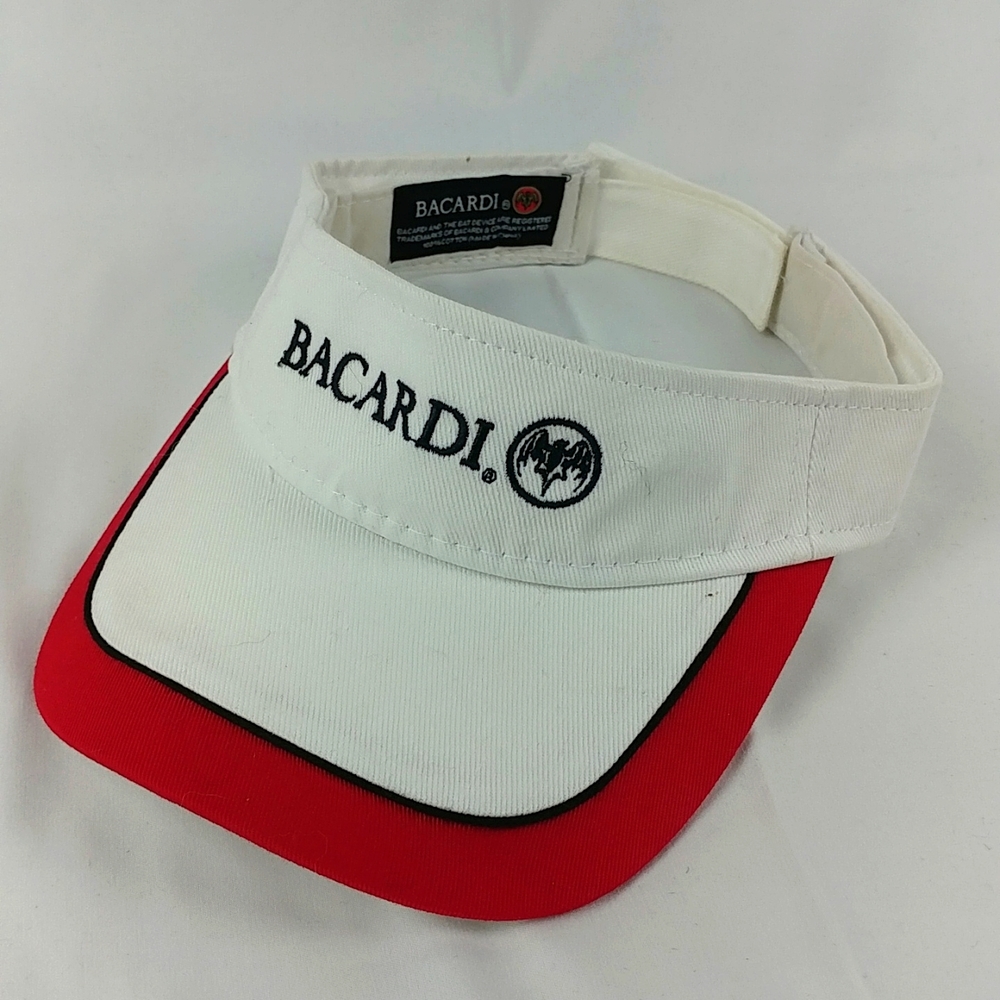 Bacardi Embroidered Logo Red & White Sun Visor